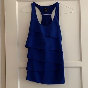 Layered, racer back blue tank